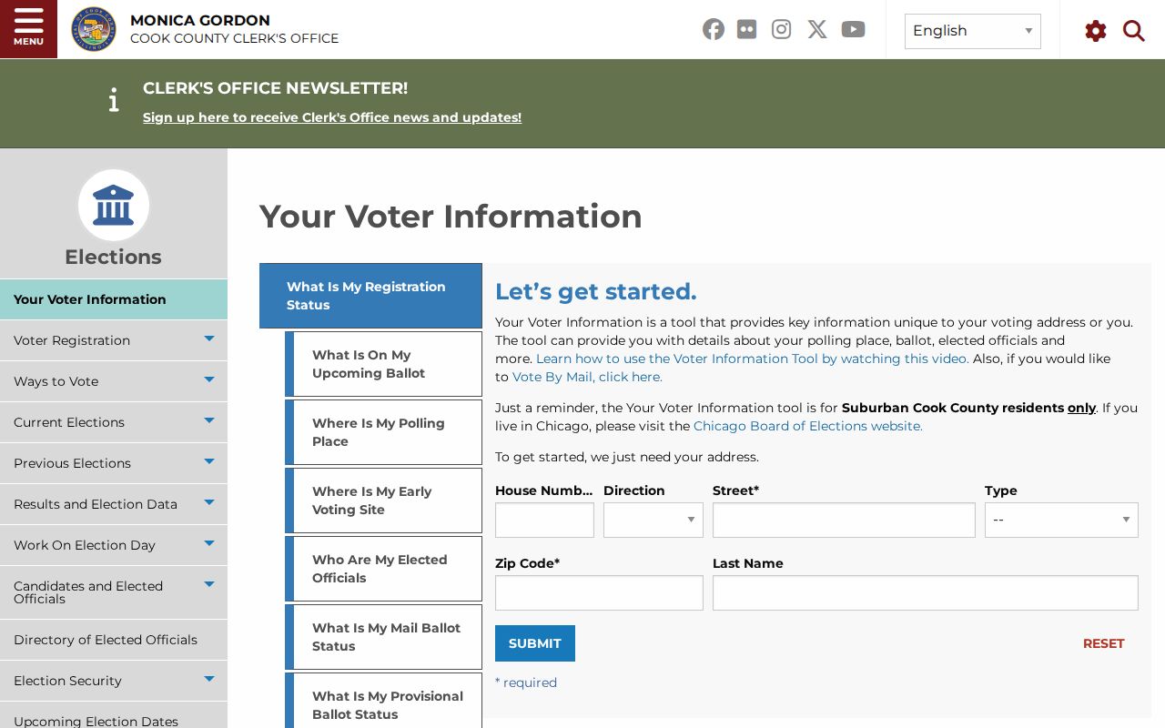 Cook County address-based voter information for Rolling Meadows civic geography