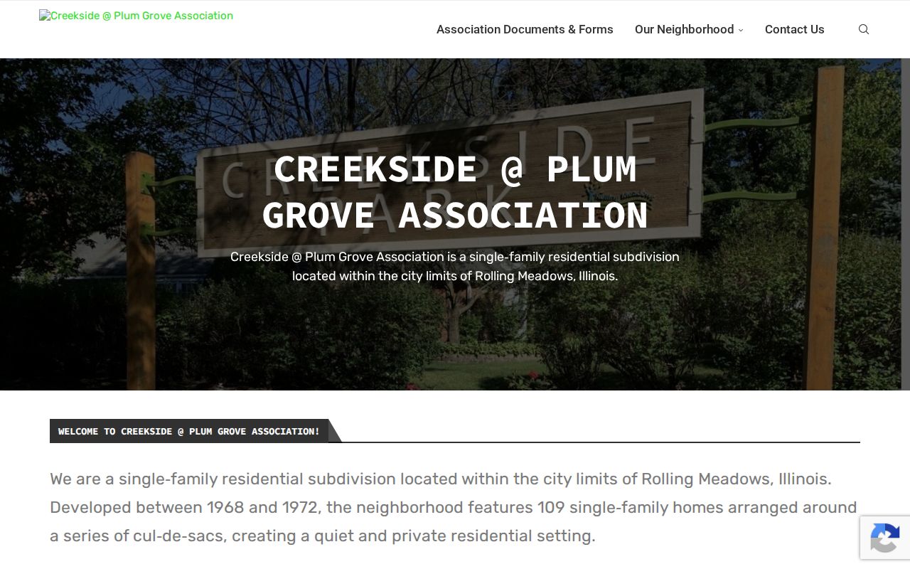 Creekside Association history for a Rolling Meadows neighborhood