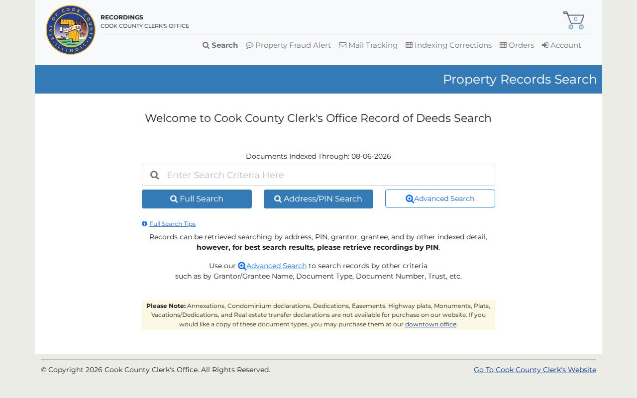 Rolling Meadows previous residents search in the Cook County Clerk deed index