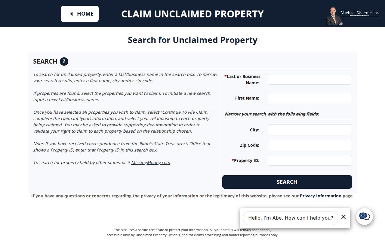Illinois I-CASH unclaimed property name search for Rolling Meadows research