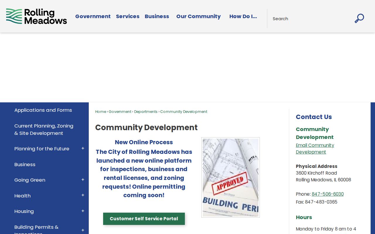 Rolling Meadows Community Development address record portal
